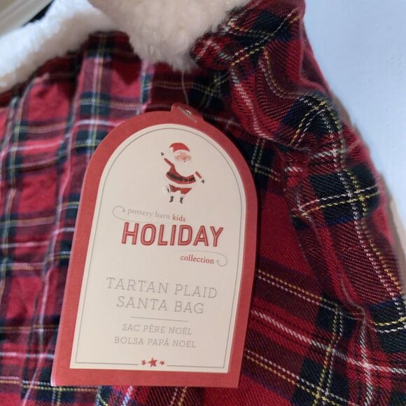 Pottery Barn Kids Leland Tartan Plaid Santa Bag Sack Christmas Stocking 33 x 40 - Picture 4 of 16